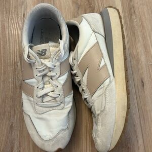 New Balance Women’s White and Tan Sneakers